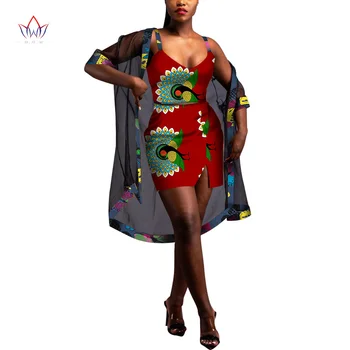 Комплект из 2 предметов, Африканские платья Дашики для женщин, мини-платья с принтом 