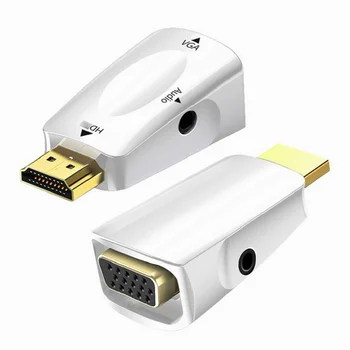 Конвертер HDMI-совместимых кабелей в VGA, конвертер HD 1080P для мужчин и женщин, аудиокабель для ТВ-приставки, ПК-проектор
