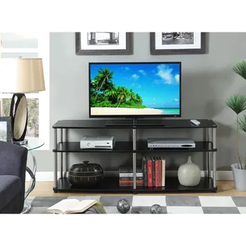 Концепции удобства Designs2Go 3-уровневая подставка для телевизора 65 дюймов, черная подставка для телевизора, мебель для гостиной