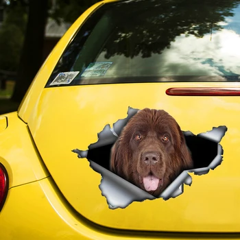 Коричневая 3D наклейка Newfie Dog, Забавная Автомобильная наклейка, Водонепроницаемые автомобильные декорации на бампер, заднее стекло, ноутбук, Выберите Размер #S60471