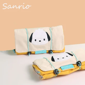 Косметичка Sanrio Kuromi Pachacco Cinnamoroll Kawaii для девочек, Портативная Мультяшная Сумка для хранения Большой Емкости, Дорожная сумка Первой Необходимости