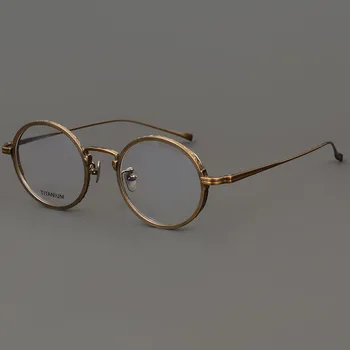 Круглая оправа для очков из чистого титана в стиле Ретро для мужчин и женщин, Винтажные оправы для оптических очков ручной работы, Японские классические очки