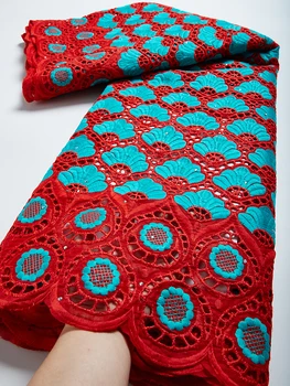 Кружевная ткань из чистого хлопка, Высококачественное африканское Швейцарское вуалевое кружево С вышивкой камнями, Африканская кружевная ткань для пошива одежды TY1944