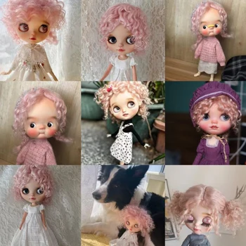 Кукла Blythe BJD, Мохеровые парики, Аксессуары для кукол, игрушки для девочек, Косы, Маленькие Вьющиеся волосы, Взрывная голова в корейском стиле, парики Blythe