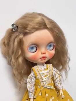 Кукольные парики Blythe для Blythe Qbaby с завитками из натурального мохера 9-10 дюймов, Бесплатная доставка