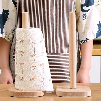 Кухонный деревянный держатель для рулонных бумажных полотенец, вертикальная подставка для салфеток, горшок для одноразовой бумаги, Кухонные принадлежности для хранения туалета