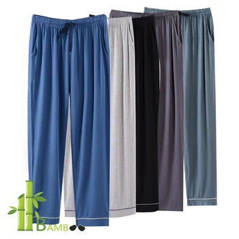 Легкая мужская пижама из бамбукового волокна с вискозным низом, ультрамягкие трикотажные пижамные брюки из джерси, Пижамные брюки для отдыха, Пижамная одежда для мужчин