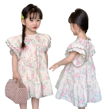 Летнее платье Принцессы для девочек 2023, Новое платье, корейская версия иностранного детского платья, Летнее детское платье для маленьких девочек