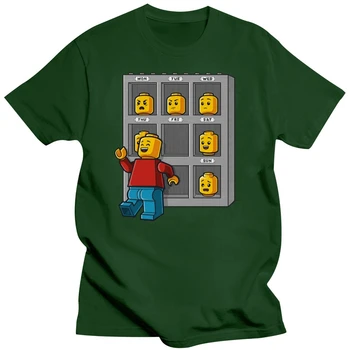 Летние Мужские футболки большого размера из высококачественного хлопка, Бесплатная доставка, Футболки с круглым вырезом и короткими рукавами Funny Face-Lego, бесплатная доставка