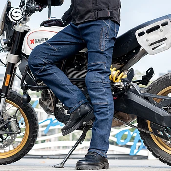 Летние мужские брюки для езды на мотоцикле SFK/повседневные и удобные летние джинсы/защитное снаряжение CE/мотобрюки