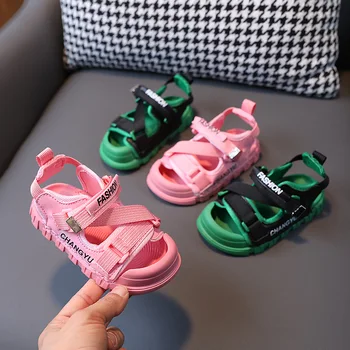 Лето 2023, Новые модные детские сандалии от 1 до 6 лет для 3 мальчиков, пляжная обувь Baotou, модная обувь для девочек