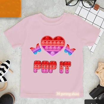 Лидер продаж 2022 года, розовая детская одежда с бабочкой и графическим принтом, летние топы, футболка с игрушками-непоседами, футболка в стиле Харадзюку