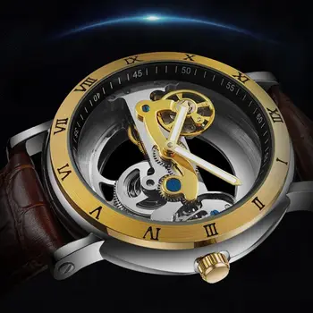 Лучшие Мужские часы Лучший бренд Класса Люкс Механические часы со скелетом в стиле Стимпанк, Модные Кожаные Автоматические Полые наручные часы для мужчин 2023