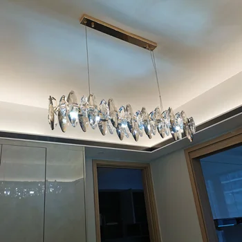 Люстра Современный Хрустальный подвесной светильник Для гостиной Волновой дизайн Кухни Подвесной светильник Круглая Столовая Спальня Дымчато-серый Cristal