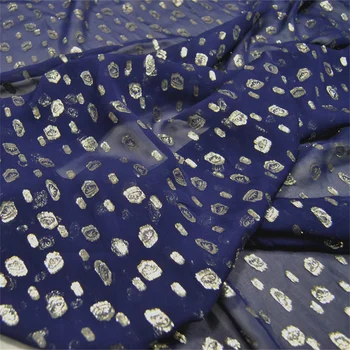Маленький цветочный темно-синий цвет, красивый дизайн, популярный отличный материал, Шелковая металлизированная ткань для платья для девочек