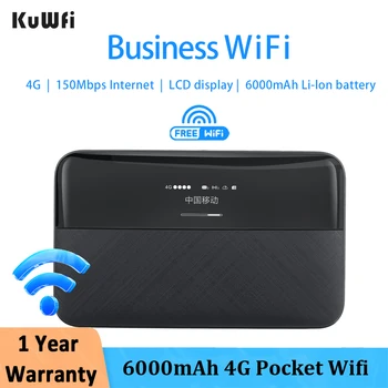 Маршрутизатор KuWfi 4G в 6000 мАч беспроводной доступ в интернет 150 Мбит / с Открытый точка доступа карманный WiFi портативный маршрутизатор LTE модемом слот для SIM-карты беспроводной мини-маршрутизатор