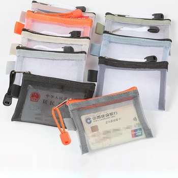 Мини-Прозрачная нейлоновая сетчатая сумка для карт, органайзер для кредитных ID-карт, портативный кошелек для монет, Губная помада, наушники, Линия передачи данных, сумка для хранения ключей