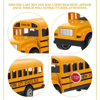 Модель школьного автобуса, игрушка для мальчиков, откидывающийся автомобиль, украшения для малышей, откидывающийся сплав, литье под давлением