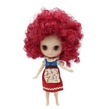 Модная кукла Middle Factory Nude Blyth с розово-красными волосами в афро-стиле 20 см, ледяные игрушки 