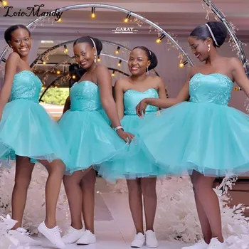 Модные Короткие Платья Подружек Невесты Sweetheat 2022 С Аппликацией, Кружевные Платья для свадебной вечеринки с открытой спиной, Африканское Свадебное платье для гостей