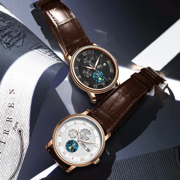 Модные Часы LOBINNI, износостойкие автоматические механические часы из нержавеющей стали, уникальный шарм, сапфировый дизайн, часы