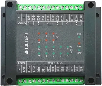 Модуль ввода и вывода коммутационных значений с 10-позиционным входом и 6-позиционным релейным выходом RS485 MODBUS-RTU communication
