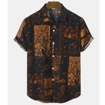 Мужская гавайская рубашка, Летняя Свободная и Дышащая Рубашка с рисунком, оверсайз, Социальная готическая Винтажная одежда Dazn