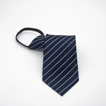Мужские Деловые галстуки 48 * 8 см, модный синий полосатый принт, Ленивый галстук на молнии, Свадебная униформа, Галстук на шее, Аксессуары для рубашек