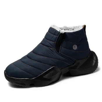 Мужские водонепроницаемые ботинки, зимняя хлопковая обувь на толстой подошве, утепленные повседневные кроссовки с утеплением из флиса для мужчин, Размер 37-46