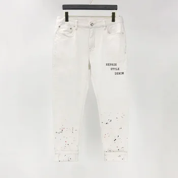 Мужские джинсы элитного бренда H Новые белые Мужские брюки в деловом стиле, высококачественные трендовые брюки, прямые повседневные спортивные джинсы