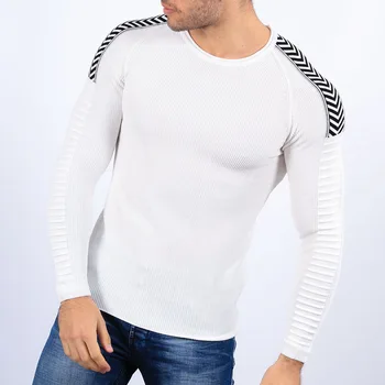 Мужской свитер 2023 в полоску с круглым вырезом и длинными рукавами, Мужская одежда тонкой вязки