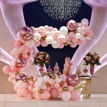 Набор арок из латексных воздушных шаров Белого, розового, золотого и 4D цветов, Гирлянда из воздушных шаров, Крещение ребенка, День рождения, Свадебное украшение воздушными шарами