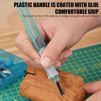Набор инструментов для резьбы с Пластиковой ручкой, Режущая головка из деревянного сплава, Профессиональный Нож для резки дерева