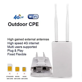 Наружный Водонепроницаемый 300 Мбит/с Умный 4G-маршрутизатор Домашняя точка доступа RJ45 WAN LAN Wi-Fi Модем Внешняя антенна CPE