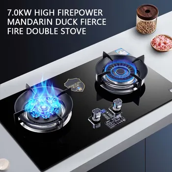 Настольная двойная плита, большая огневая мощь, независимый выбор времени слева и справа, плита с высоким горением, встроенная газовая плита
