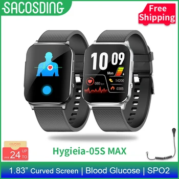 Неинвазивные Смарт-часы ECG + PTT для измерения уровня глюкозы в крови, Мужские 1,83 