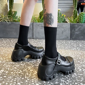 Нишевые туфли Mary Jane на высоком каблуке, коллекция 2022 года, Весенне-летние Новые Кожаные туфли Muffin на платформе, Женские Туфли в стиле Ретро с ремешком на щиколотке и пряжкой