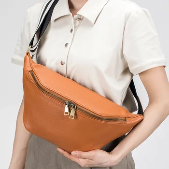 Новая Дизайнерская Поясная сумка из натуральной кожи, Женская Модная Нагрудная сумка, Поясная сумка, Простая Спортивная Женская поясная сумка, сумки через плечо
