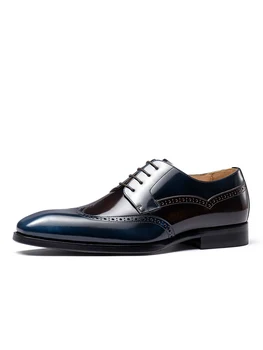 Новая Мужская официальная одежда ручной работы, кожаные туфли с острым носком в тон, деловая мужская обувь на шнуровке в тон