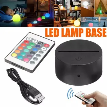 Новейшая Акриловая 3D Лампа С Основанием Настольный Ночник С Основанием LED 7 Регулировок цвета ABS USB Пульт Дистанционного Управления Осветительные Аксессуары Для Домашнего Декора