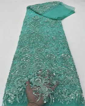 Новейшее роскошное Элегантное платье с французским жемчугом, бисером, вышивкой для Жениха, Кружевная ткань в африканском нигерийском стиле С блестками, ткань для свадебной вечеринки Dre