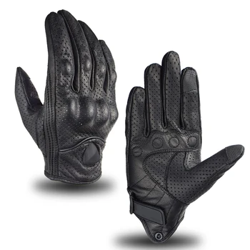 Новые мотоциклетные перчатки из перфорированной кожи в стиле Ретро, Велосипедные Защитные приспособления для Мотокросса, перчатки для мотокросса Для Мужчин И Женщин