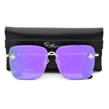 Новые роскошные брендовые дизайнерские квадратные солнцезащитные очки Bee, Женские Классические Винтажные градиентные солнцезащитные очки, Женские зеркальные оттенки, очки с футляром