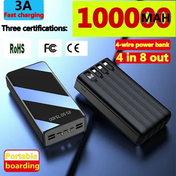 Новый Power Bank 100000mAh TypeC Micro USB, быстрая зарядка, Powerbank, светодиодный дисплей, Портативное внешнее зарядное устройство для телефона, планшета