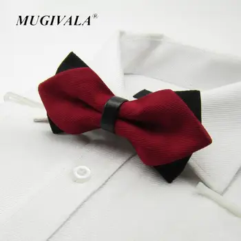  Новый высококачественный модный джентльменский галстук-бабочка, острый двойной Полосатый галстук-бабочка для Жениха, мужской Галстук-бабочка для Вечеринки, Свадебный Винно-красный Галстук