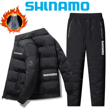 Новый зимний спортивный комплект для рыбалки на открытом воздухе, мужская повседневная куртка со стоячим воротником для альпинизма, лыжная куртка большого размера + брюки
