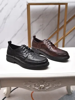 Новый стиль, мужская мода в итальянском стиле, классическая деловая обувь из натуральной кожи на шнуровке, повседневная модельная обувь