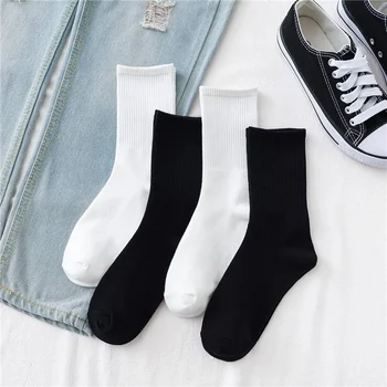 Носки Хлопчатобумажные Однотонные Впитывающие черные носки в средней части и белые носки с дезодорантом Мягкие и удобные Высококачественные носки