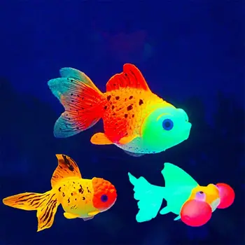 Ночник с золотыми рыбками, светящиеся в темноте подводные украшения, имитирующие Рыбу, искусственные рыбы, ландшафт аквариума