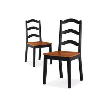 Обеденные стулья с лестничной спинкой Autumn Lane, набор из 2 стульев, черный и дубовый